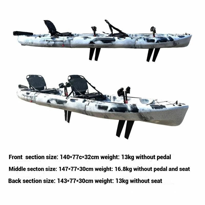 Portable LLDPE Modular Kayak – Split Hard Shell Electric & Pedal Canoe for Solo or Tandem Lake & Sea Adventures