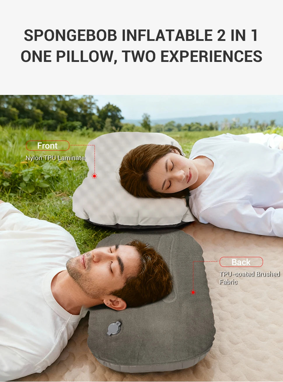 WESTTUNE Camping Inflatable Pillow Portable Compressible Folding Ice Sillky Pillow Outdoor Travel Pillow for Neck Lumbar Support