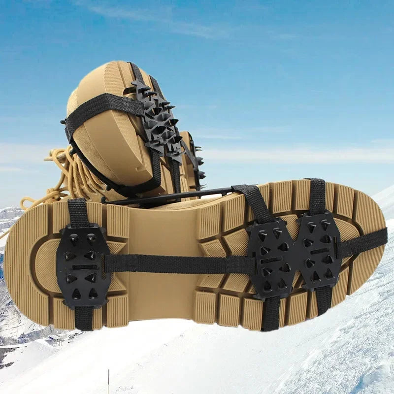1Pair 24 Teeth Anti-Slip Ice Grips Gripper Shoes Boot Hiking Ice Climbing Shoe Spikes Climbing Chain Crampons Shoes Cover