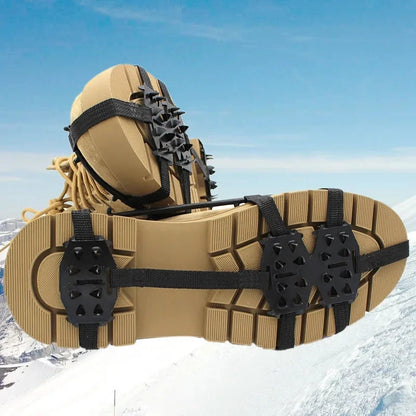 1Pair 24 Teeth Anti-Slip Ice Grips Gripper Shoes Boot Hiking Ice Climbing Shoe Spikes Climbing Chain Crampons Shoes Cover