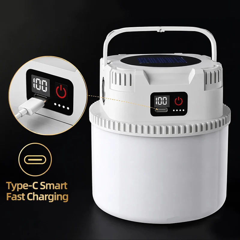 Solar LED Camping Lamp – Type-C Charging, with Hook
