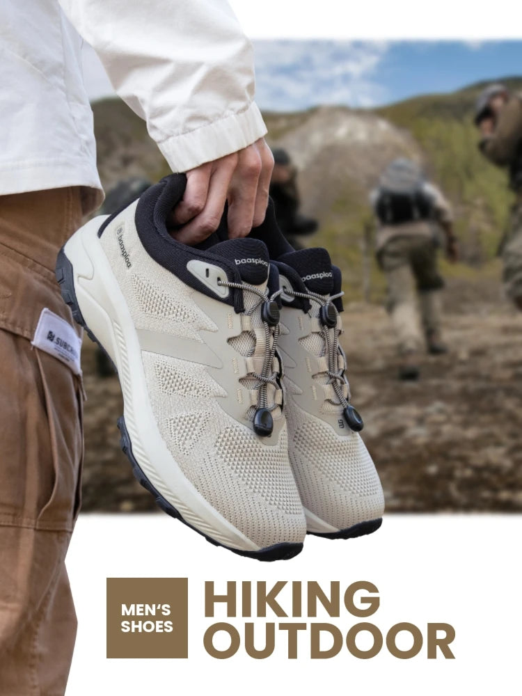 Baasploa Men Hiking Shoes Summer Breathable Comfort Soft Outdoor Sneakers New Solid Walking Shoes Anti Slip Wear-resistant