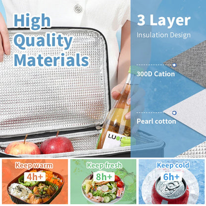 Capacity hand-held with shoulder strap insulated bag, lunch box bag, student thickened waterproof lunch bag。