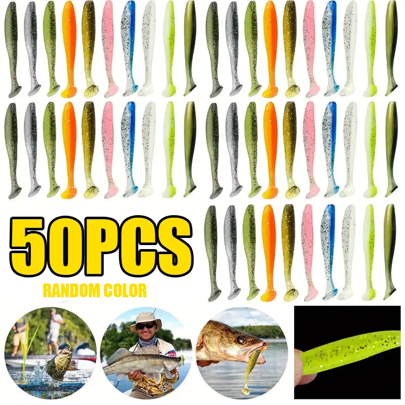 Fishing Lure Soft Tail Bait Set 55/65/75mm Swimbaits Silicone Wobblers Pesca Bass Carp Fishing Tackle Random Color 10/50/100Pcs