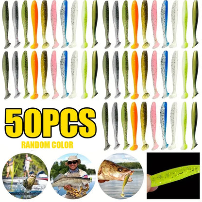 Fishing Lure Soft Tail Bait Set 55/65/75mm Swimbaits Silicone Wobblers Pesca Bass Carp Fishing Tackle Random Color 10/50/100Pcs