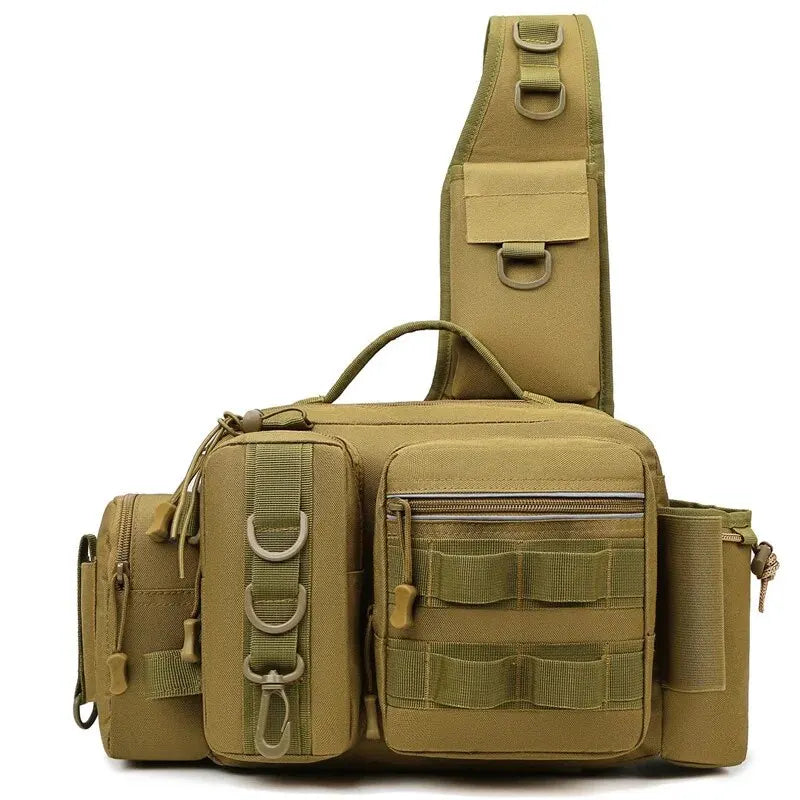 Fishing Tackle Sling Backpack with Rod Holder