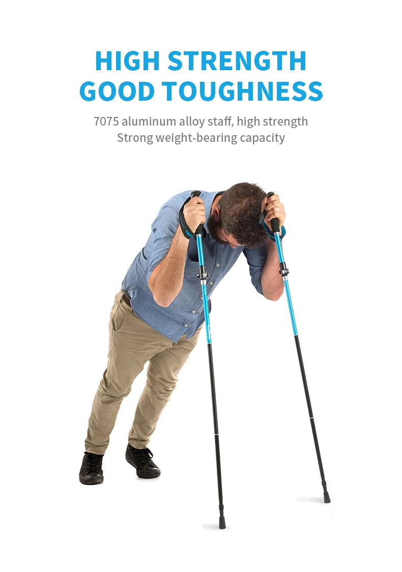 Naturehike 2026 New Trekking Poles Ultralight Folding 1Pcs Walking Cane High Load Aluminum Hiking Walking Telescopic Stick