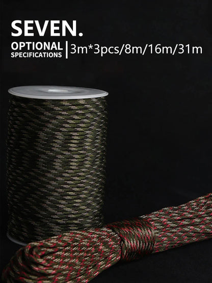 7 Cores 550 Paracord Cord 5 8 16 31 M Dia.4mm For Outdoor Camping Survival Lanyard Parachute Rope Hiking Tent Accessories