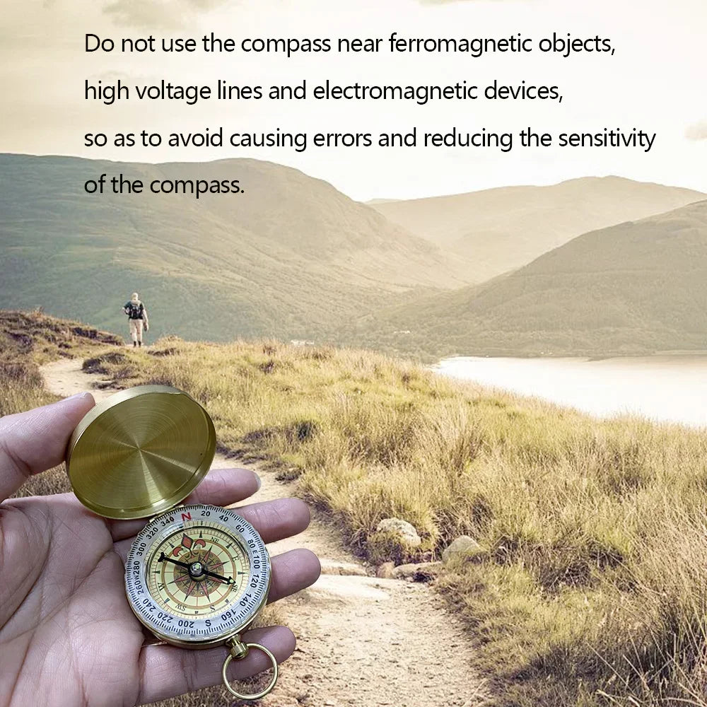 3Y-1/2Pcs Brass Pocket Compass for Camping  Hiking Water-Resistant Handheld Navigation Device Outdoor Portable Orienteering Gear