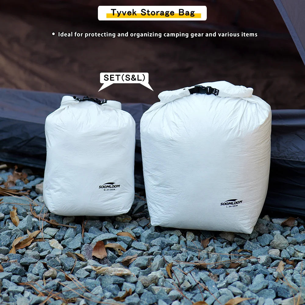 Soomloom Tyvek Storage Bag Set, Ultralight Tear-Resistant Organizer Bags for Hiking Camping Gear, Clothing Dust Sack