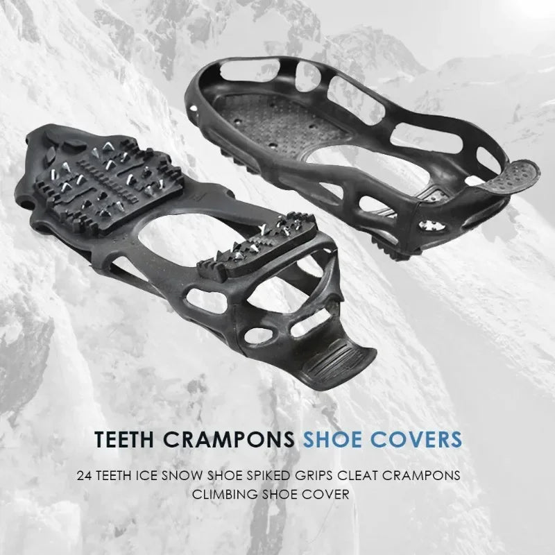 24 Teeth Spikes Ice Gripper Fishing Climbing Ice Crampons Snow Anti Slip Shoe Cover for Footwear