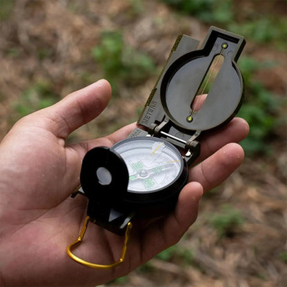 Outdoor Survival Compass Mountaineering Camping Plastic Military Green Flip-top Compass Guidebook Portable