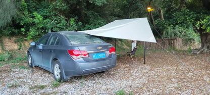 Bat Shape Car Side Awning Black Coating Tarp 2x3 Outdoor Waterproof Camping Black Coated Car Rear Shelter Tent for SUV Van
