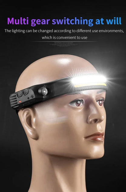 6 Modes LED Induction Headlamp COB Sensor Head Lamp Rechargeable Built-in Battery Flashlight Outdoor Work Lighting Headlights