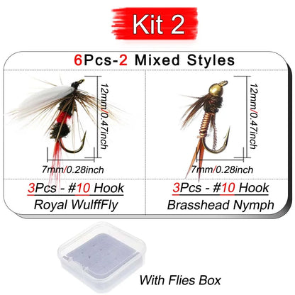 Mixed Nymph and Dry Fly Box (6 Pack)