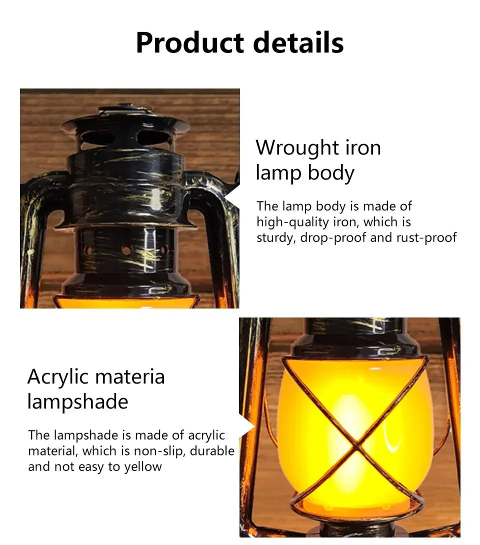 Vintage Rechargeable Camping Lantern – 3 Lighting Modes
