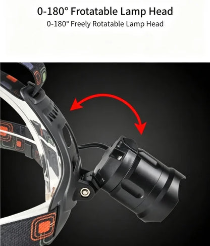 Zoomable LED Headlamp USB Rechargeable Super Bright Waterproof Head Torch High Power Outdoor Head Light for Camping Hiking Worki