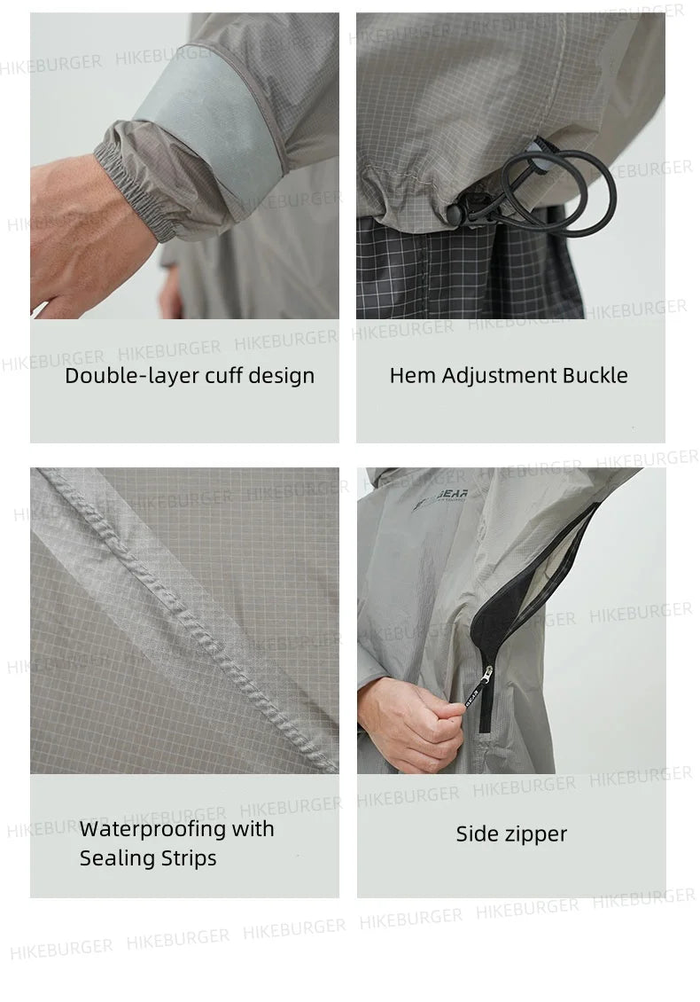 3F UL GEAR QingSuo Spilt Rain Poncho Outdoor Ultralight Sleeve Rain Coats 15D Nylon Waterproof Hiking Cycling Mountaineering