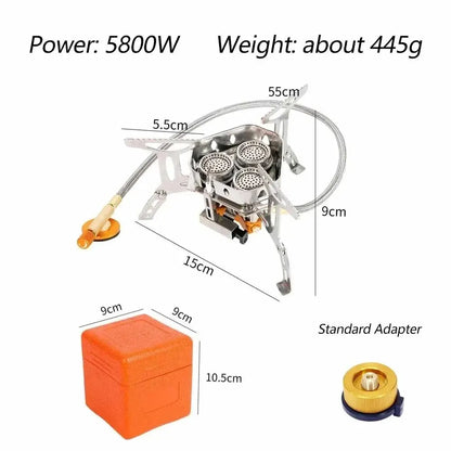 TARKA Camping Gas Stove 5800w 3 Head Gas Burner Tourist Strong Fire Furnace Climbing Hiking Equipment Picnic Kitchen Cookware
