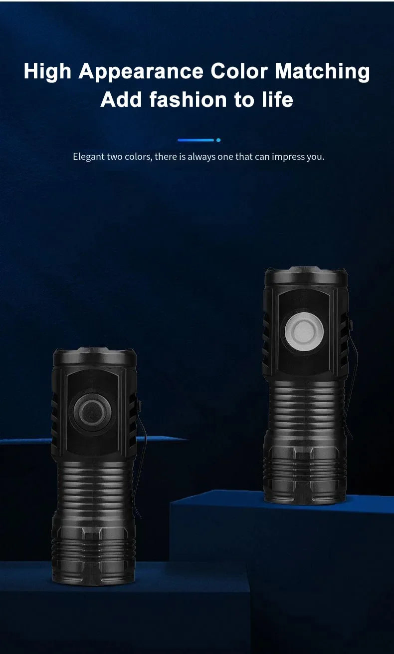 Rechargeable Outdoor Flashlight Portable Strong Light Waterproof Torch for Camping Walking Portable EDC Lighting Lamp