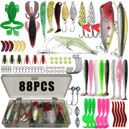 86/88/136/149/366pcs Fishing Lure Kit For Trout/Pike/Bass Multi-Lure Fishing Set Layered Tackle Pro Gear Tackle Box