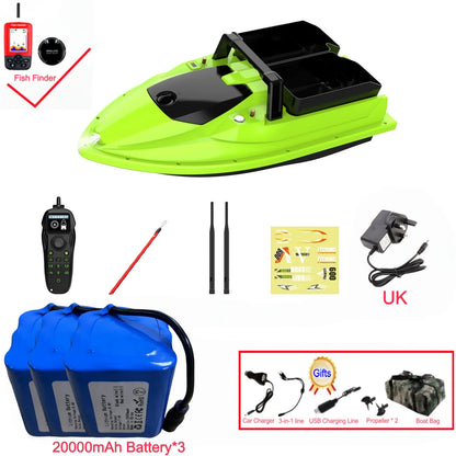 Sonar Bait Boat with Color Fish Finder Screen & Dual Hopper