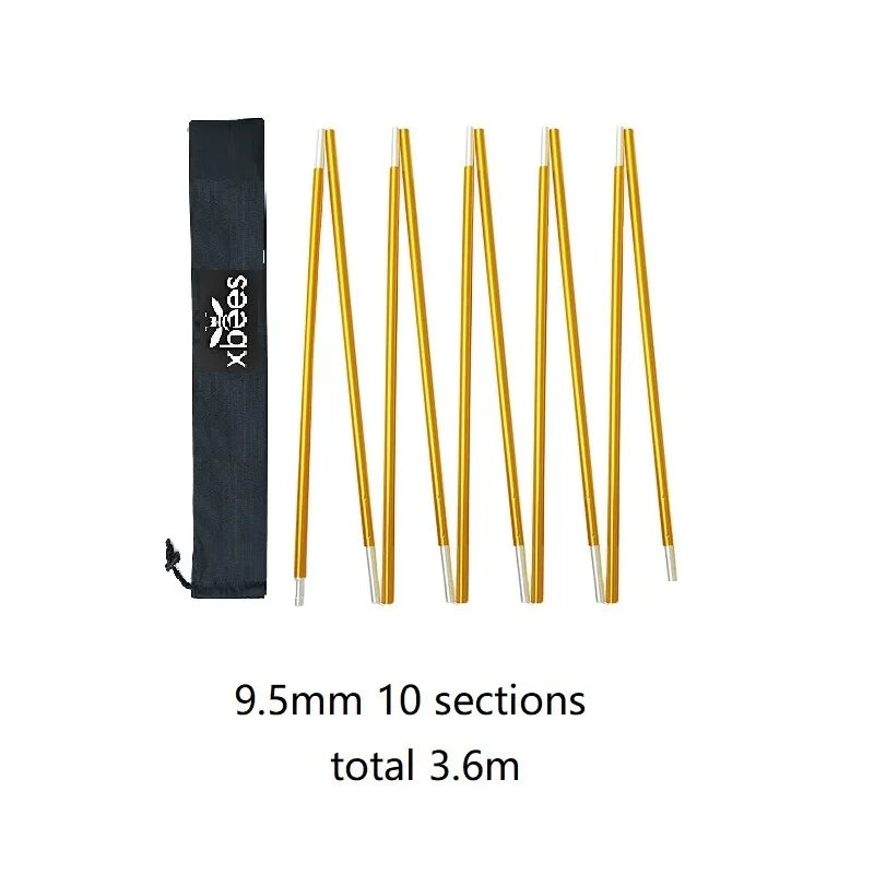 1pcs Xbees Tent Pole 8.5/9.5/11mm Camping Aluminum Alloy Tent Pole 360/400/440CM Camping Essential Accessories