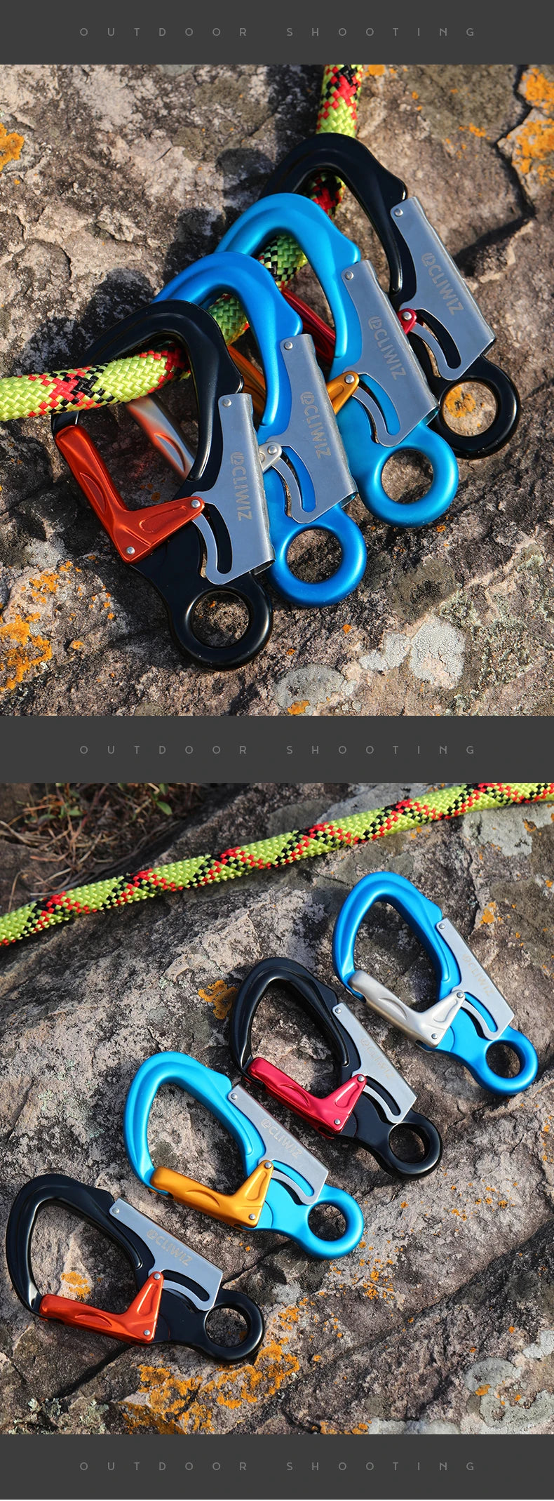 CLIWIZ 7075 Aviation Aluminium Material 35KN Heavy Duty Tension Auto Safety Lock Outdoor Professional Climbing Carabiner CE/UIAA