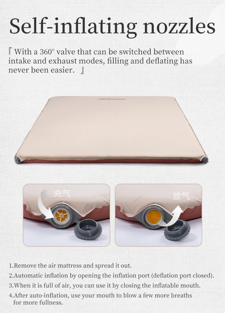 Naturehike 2025 New Air Mat Ultralight Elasticity Sponge Automatic Inflatable Mat Portable Folding Outdoor Camping Air Mattress