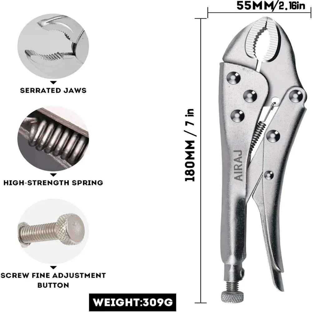 AIRAJ 7 inch Multifunctional Pliers, Locking pliers Carbon Steel Electrician, Anti Slip Maintenance, Durable Manual Tool