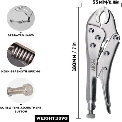 AIRAJ 7 inch Multifunctional Pliers, Locking pliers Carbon Steel Electrician, Anti Slip Maintenance, Durable Manual Tool