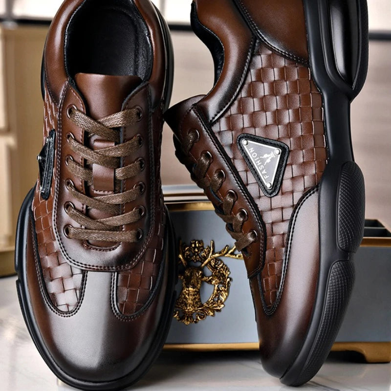 Men’s Casual Leather Sneakers – Wear-Resistant, Breathable Outdoor Training & Trekking Shoes