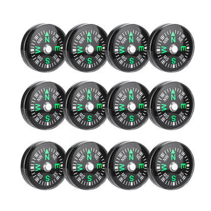 12pcs 20mm Mini Pocket Oil Filled Compass Survival Compasses For Hiking Camping Outdoor Activities Accessory