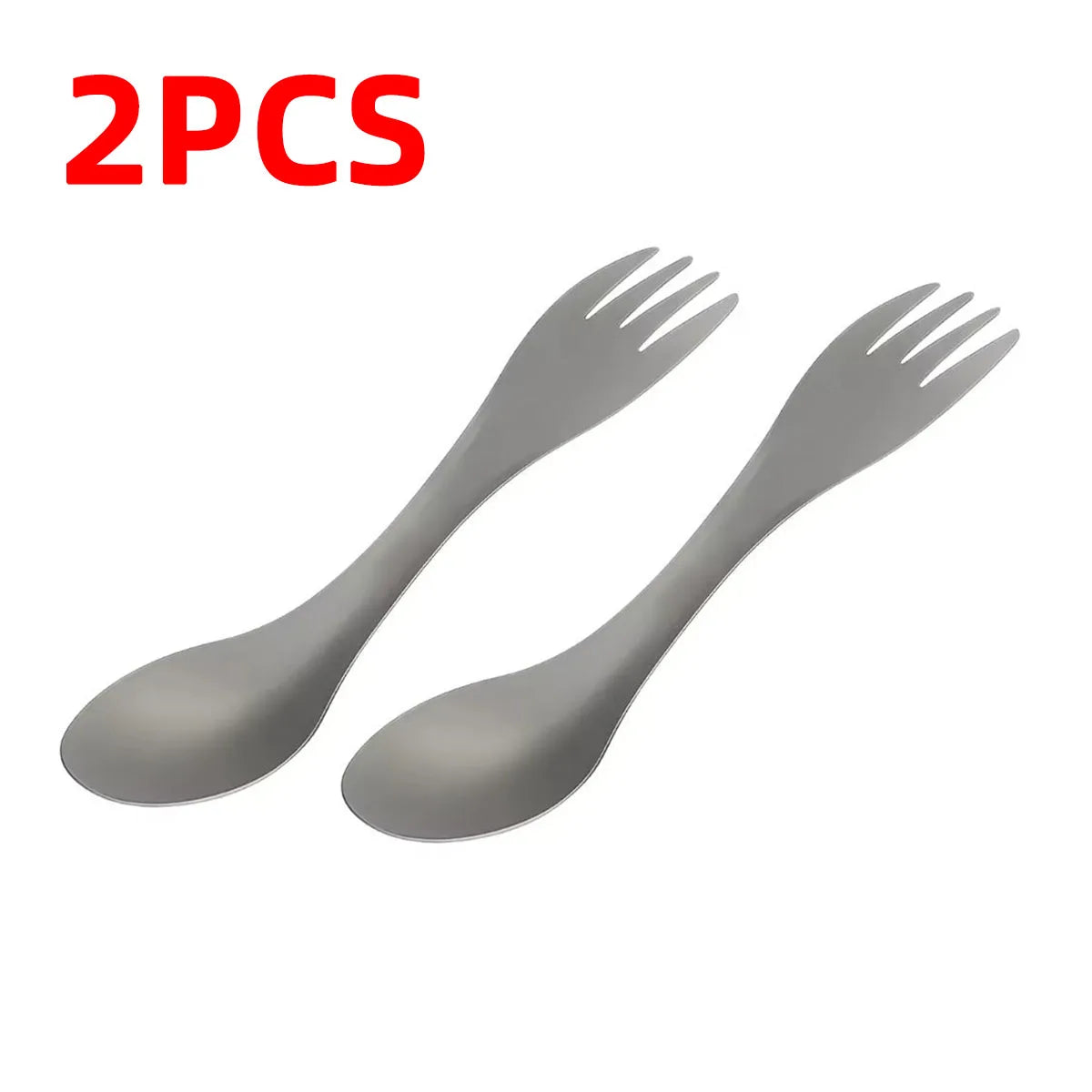 PINMOAP 1/2PCS Outdoor Titanium Spork 2 In 1 Spoon Fork Camping Utensils Lightweight Portable Tableware For Hiking Picnic Travel