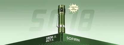 SOFIRN SC18 1800lm SST40 LED 18650 Torch TIR Optics Lens EDC Flashlight USB C Rechargeable Lantern
