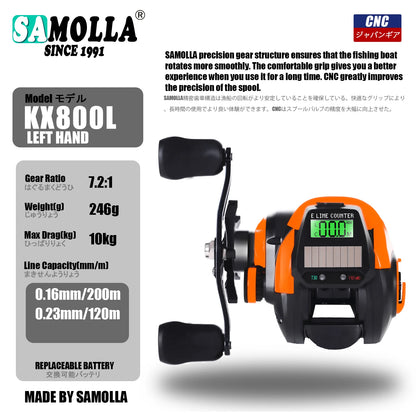 Electronic Baitcasting Reel with LED Line Counter Screen