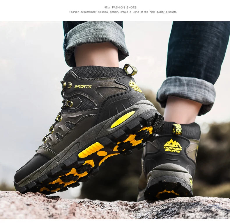 Outdoor Waterproof Hiking Boots Men's Women's Spring And Autumn Hiking Wear-resistant Mountain Sports Boots Hunting Sports Shoes