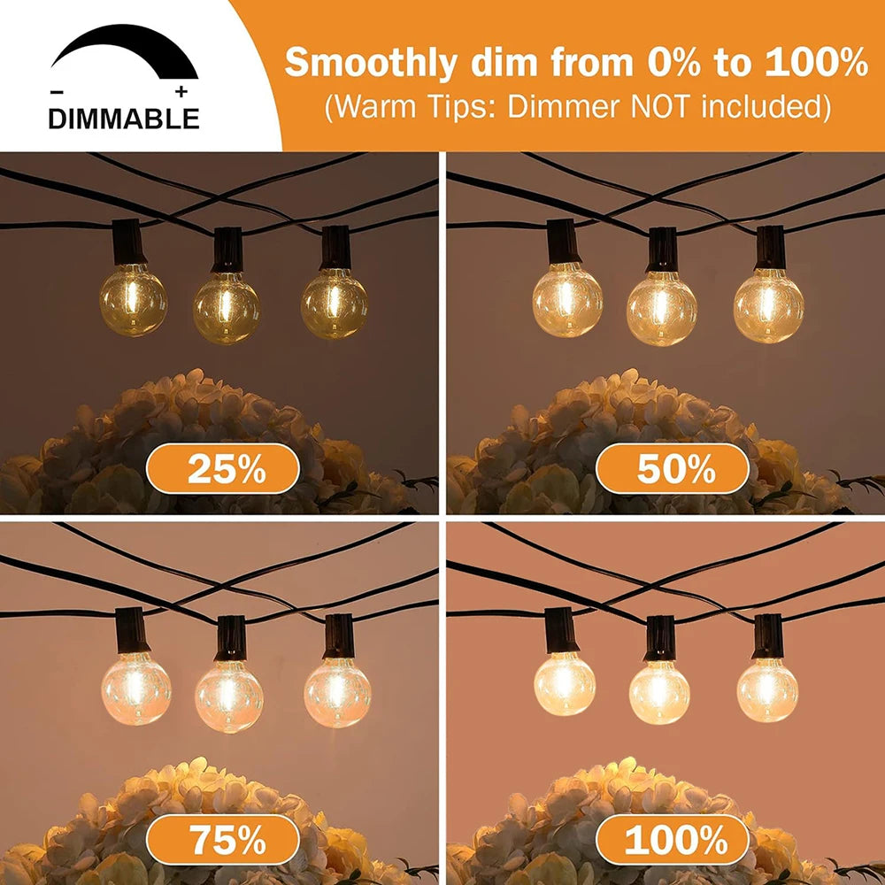 110V/220V Outdoor String Lights LED G40 Festoon Fairy Patio Garland Lamp Wedding Street Camping Garden Party Decoration Lights