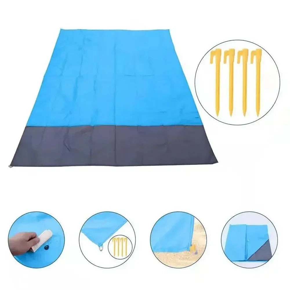 Sandproof Beach Blanket 200x140cm Waterproof Lightweight Beach Mat Portable Picnic Blanket for Travel Hiking Outdoor Sports