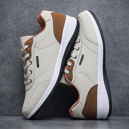 2025 Men’s Waterproof Leather Walking Sneakers – Non-Slip Casual Sports Shoes for Spring & Autumn