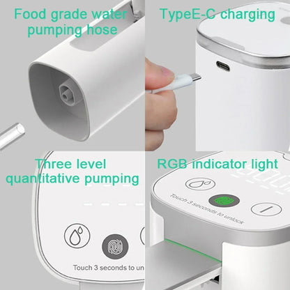 LED Display Water Bottle Pump Foldable Electric 1200mah Type C Rechargeable Automatic Stop Touch Button 3 Quantitative Settings