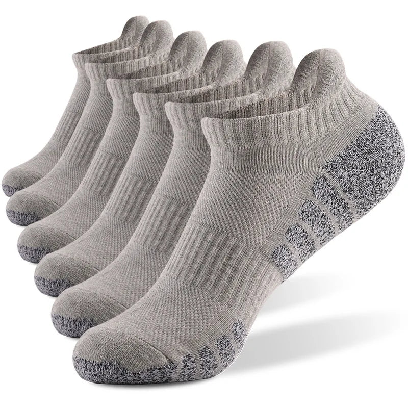3 Pairs Thickened Towel Bottom Running Mesh Boat Non-Slip Breathable Sports Low Cut Men's Women's Socks