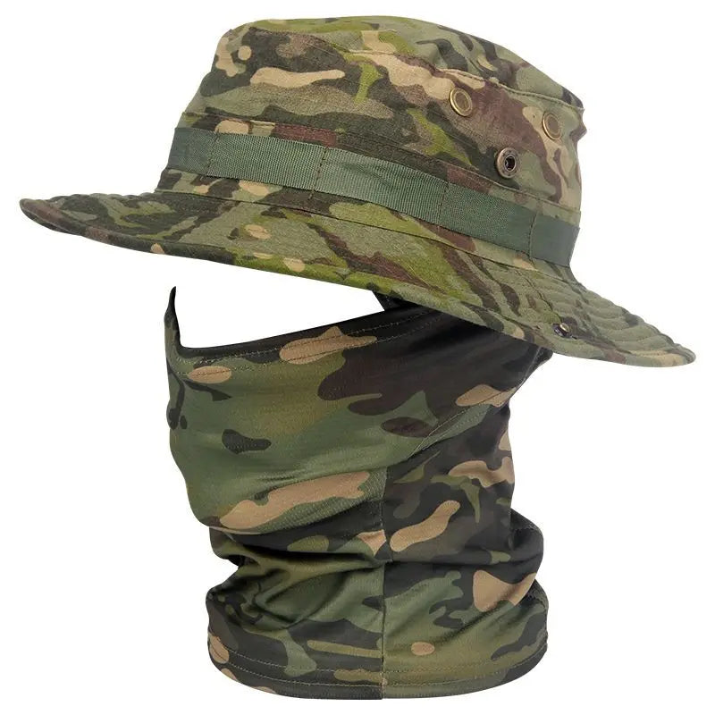 Women Men Hiking Fishing Boonie Hat Outdoor Sport Sun UV Protection Neck Face Camouflage Adjustable Bucket Caps and Mask