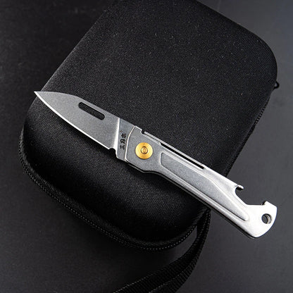 SANRENMU 431S Folding Pocket Knife 12C27 Blade Portable EDC Outdoor Camping Bottle Opener Keychain Hole Knife