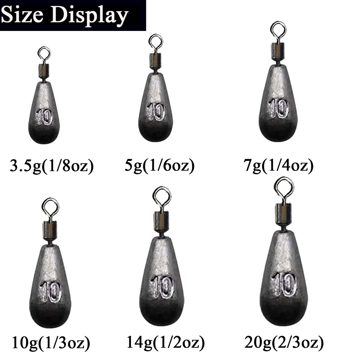 Teardrop Fishing Weight Sinkers (10 Pack)