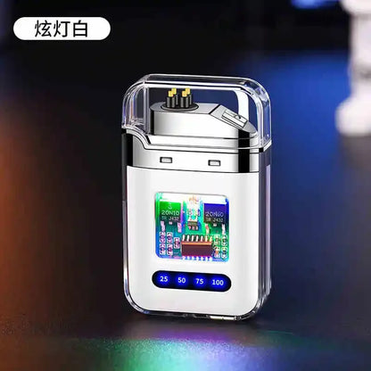 Electric Windproof Metal Lighter Double Arc Flameless Plasma Rechargeable USB Lighter LED Power Display Touch Sensor Lighters