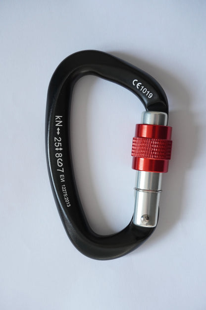 Outdoor Professional Rock Climbing Accessories Aluminum Carabiner 25kN Lock D-Shape Safety Buckle For Keys Tools Equipment
