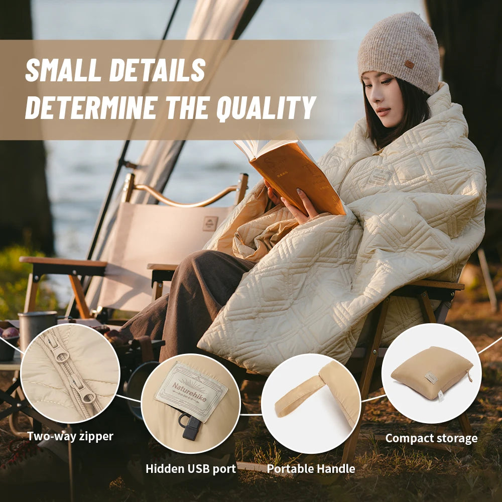 Naturehike Electric Heated Blanket Winter USB Heating Blanket Camping Warm Sleeping Bag Liner Outdoor Shawl Thermal Sleeping Bag
