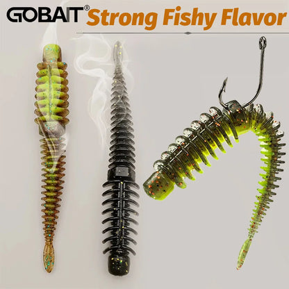 10PCS Soft Lures 6.5cm 7.5cm 8.5cm Thread TPE Worm Jig Hook Carp Fishing Tackle Pesca Swimbait Gear Fishy Flavor Kit Bait