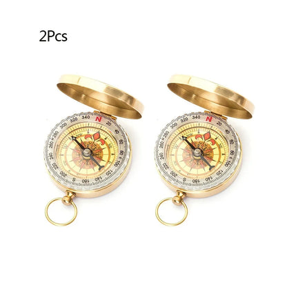 3Y-1/2Pcs Brass Pocket Compass for Camping  Hiking Water-Resistant Handheld Navigation Device Outdoor Portable Orienteering Gear